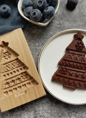 Wooden Christmas Cookie Cutter Press 3D Snowman Santa Cute A