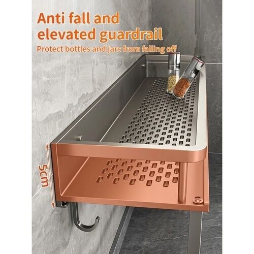 Aluminum Kitchen Shelf Wall Mounted Spice Organizer Rust and - 图0