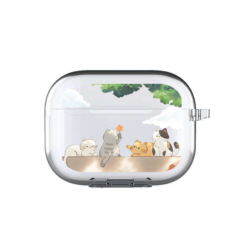 墙上小猫适用airpodspro2保护套苹果3蓝牙耳机套LinkBuds S透明二三代索尼XM4华为pro2软壳VIVO TWS3卡通tws2 - 图3