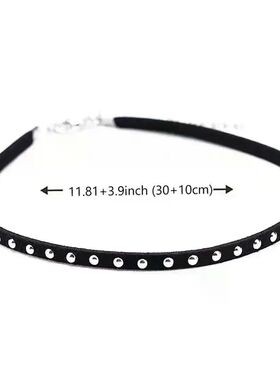 Punk Sweet Rivets Black Choker Clavicle Chain Collar Necklac