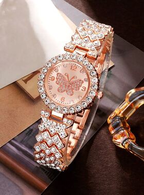 6pcs Jewelry Set Rose Gold Luxury Watch Women Ring Necklace
