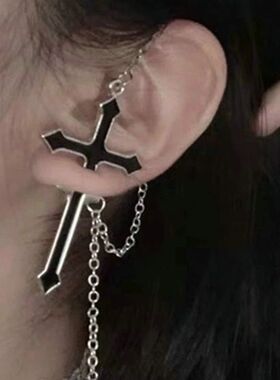 Fashion Punk Black Cross Stud Earrings Teens Vintage Rock Pr