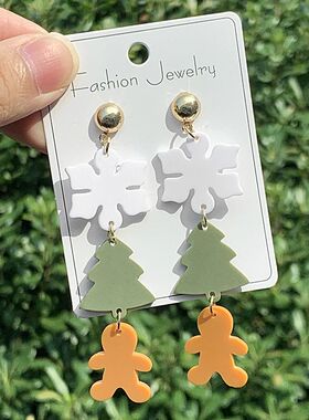 1 Set of 3 Pairs Women'sEarrings Gingerbread Man Christmas T