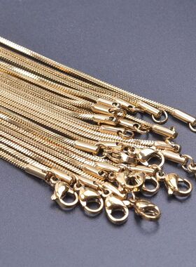 Stainless Steel Chain Pack Real Gold Plated Square Snake Nec