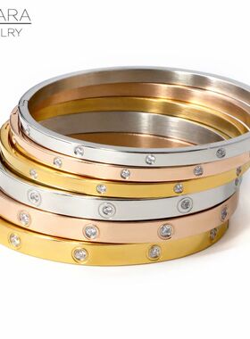 Brand Crystals Love Bangles Cubic Zirconia Bracelets Couple