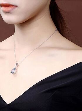 New Simple Trend Natural Aquamarine Necklace Women's Pendant