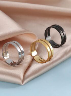My Shape Geometric Black Rings for Men Women Stainless Steel