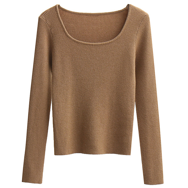 Square collar sweater for women in autumn and winter