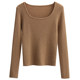 Square collar sweater for women in autumn and winter