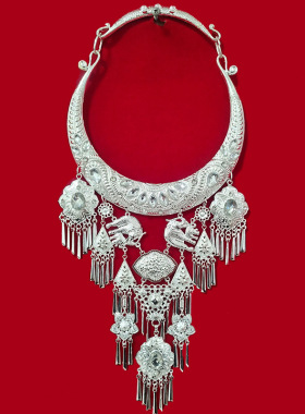 新款苗银项圈镀银白宝石水钻项链