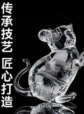 水晶老鼠十二生肖鼠摆件甲寅子丑空亡填实奇门四害化解正北补缺角