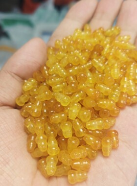 翡翠色巴山翠散珠冰黄立体葫芦散珠6*9mm通孔葫芦手链项链diy配件