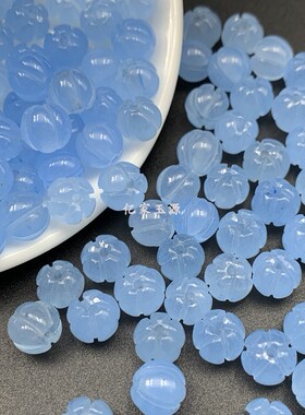 海蓝宝色8mm南瓜珠散珠子 diy玉石饰品配饰玉石项链手链配珠批发