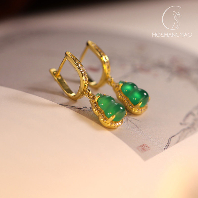 天然翡翠耳扣新中式耳环轻奢高级感气质耳饰纯银耳钉2024新款爆款,淘宝优惠券,粉丝福利购,淘宝优惠卷