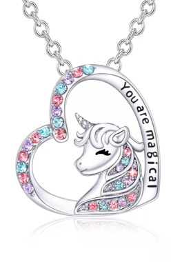 Unicorn Necklace Cute Colorful Diamond Accessories Necklace