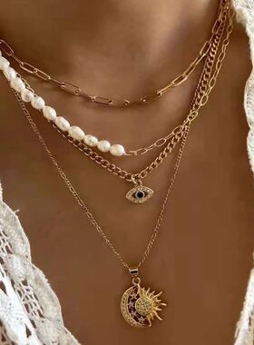 Classic Pendant Necklace for Women Micro Zircon Turkish Luck