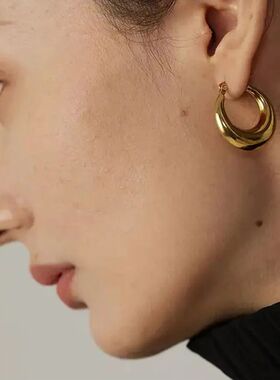 Vintage Gold Plated Stainless Steel Twisted Hoop Earrings fo