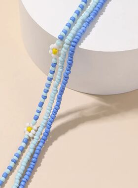 New Flower Necklace Pastoral Style Colorful Rice Beads Daisy