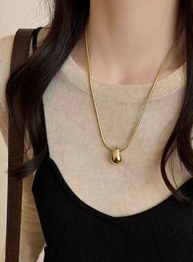 Fashion Waterdrop Pendant Necklace for Women Stainless Steel