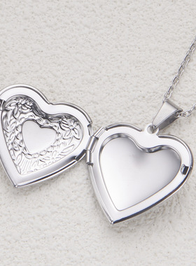 Women's Stainless Steel Silver Gold Can Open Round Heart-sha