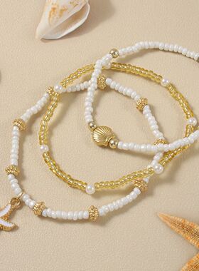 Exquisite Starfish Shell Bracelet Handmade Seed Beads Multip