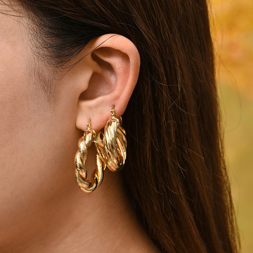 Gold Color Stainless Steel Hoop Earrings for Women Small Sim - 图1