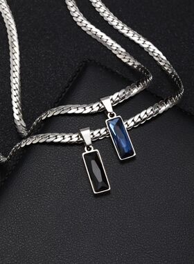 Stylish Mens Geometric Stone Pendent Necklaces,Stainless Ste