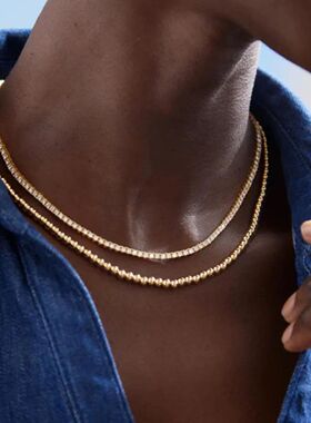 MHS.SUN Fashion Stainless Steel Gold Color Ball Beaded Pearl