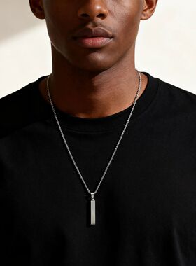 Waterproof Pillar Necklaces for Men Women,Stainless Steel Re