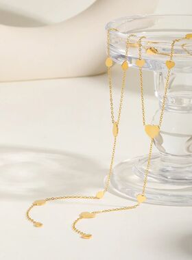 Heart Drop Lariat Chain Necklace For Women, Y Shape Long Cha
