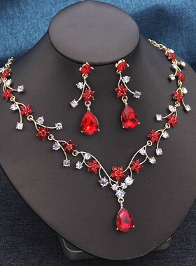 Elegant Collar 2 Pcs Sets Flower Necklace and Earrings for W