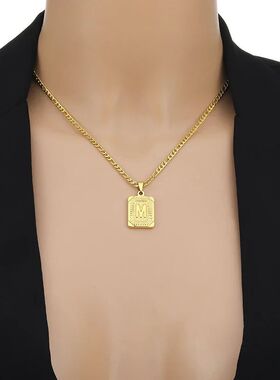 Initial Pendant Necklace for Women Simple Stainless Steel Cu