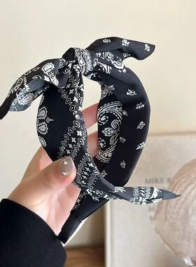 Elegant Fabric Wide Cashew Print Headband for Woman Retro We