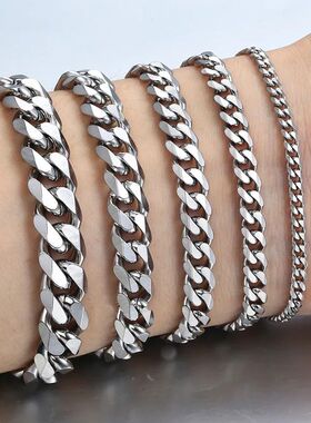 New Trendy Cuban Chain Men Bracelet Classic Stainless Steel