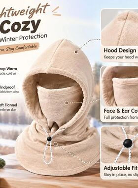 Winter Thermal 3 in 1 Fleece Balaclava Hat Thick Warm Neck F