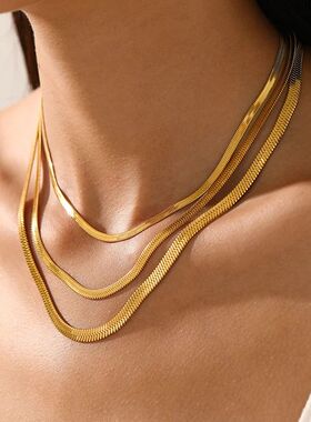 Hot Classic Unisex Flat Snake Chain Choker Necklace For Wome