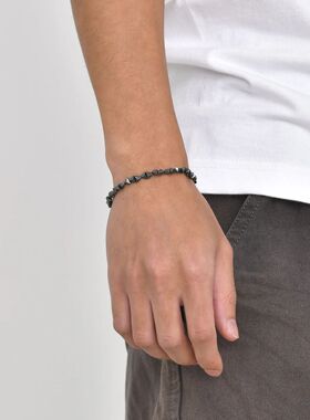 Vnox Stylish Black Triangle Beads Bracelets for Men Women, S