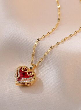 Colorful Zircon Peacock Love Heart Pendant Necklaces for Wom