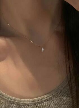 14K Gold Plated Shiny Water Drop Zircon Clavicle Chain for W
