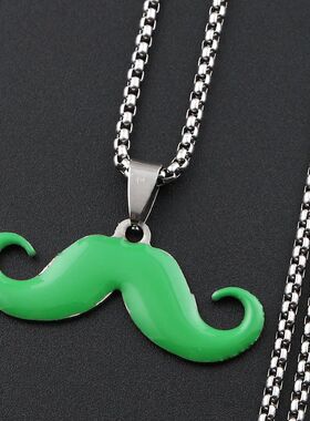 VintageLong Mustache Necklace For Women Men Stainless Steel