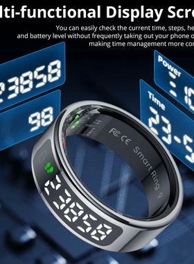 R12 Smart Ring with Display Screen and Touch, Wireless Charg