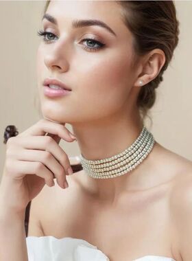 Fashion Elegant Women 3-5Layer White Pearl Choker Necklaces