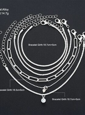 6Pcs 925 Sterling Silver Rhinestone Bracelets for Women Girl