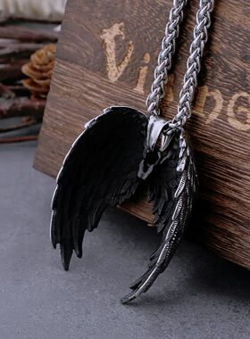 Stainless Steel Classic Angel Wings Necklace Men's Fashion A