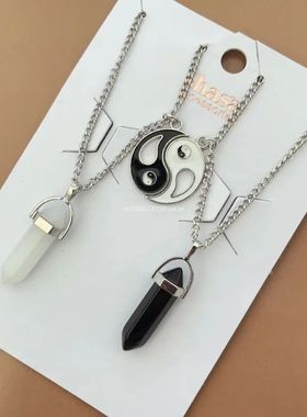 Fashion Couple Matching Necklace Colorful Geometric Hexagon