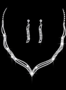 Fashion Crystal Bride Jewelry Set Rhinestone Silver-plated W