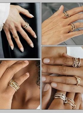 A Niche Two-Color Four-Ring Copper Jewelry Ring, Hypoallerge