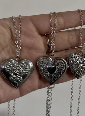 Romantic Heart Locket Pendant Openable Female Silver Color S