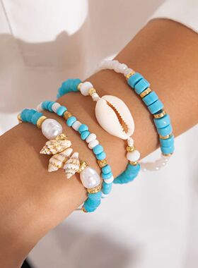 Tocona Bohemian Resort Style Shell Beaded Weaving Bracelet B