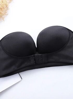 Front buckle invisible women's non-slip small push-up bra wi